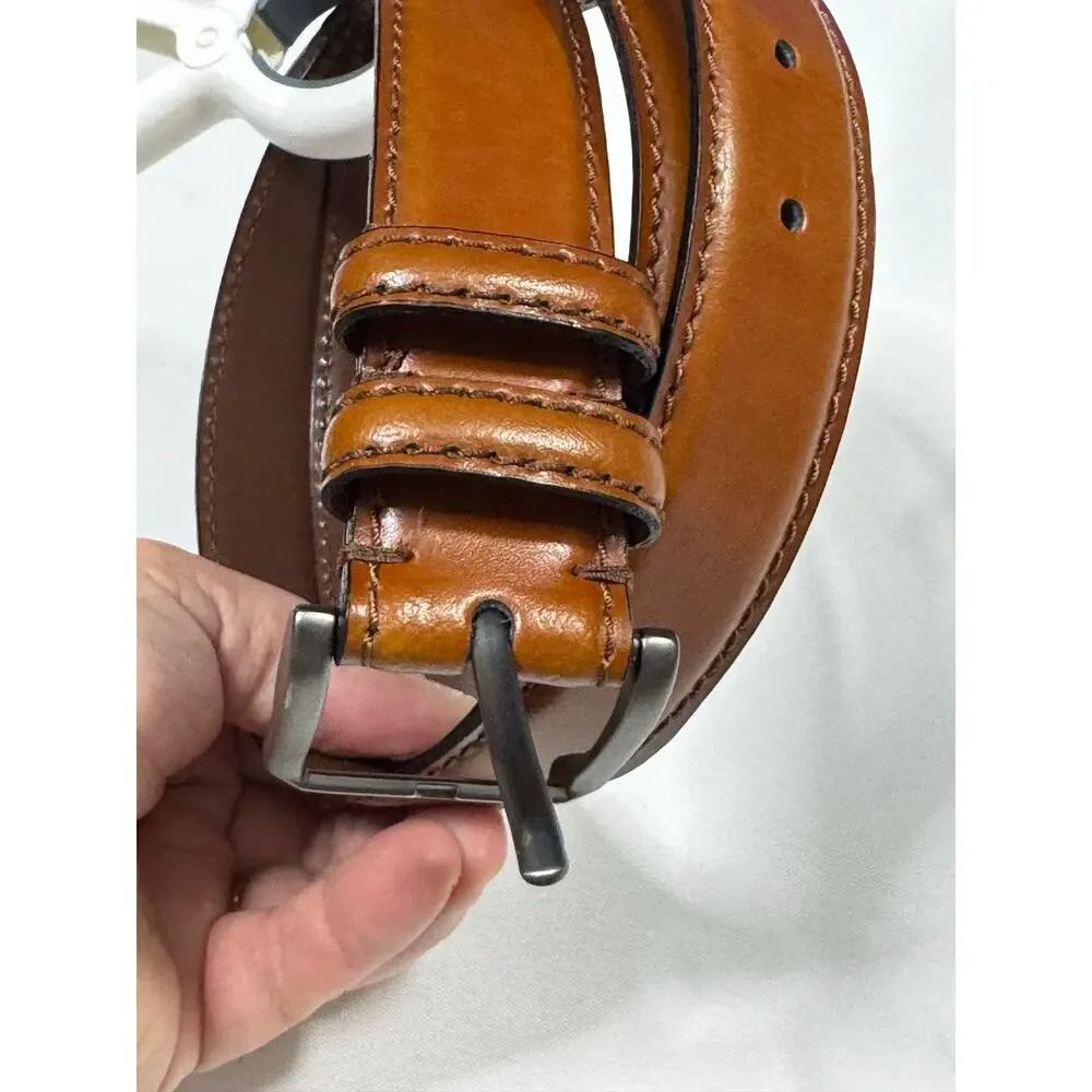 Handmade Brown Leather Belt Made in Italy Size 42